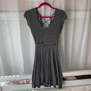Black and white striped casual dress